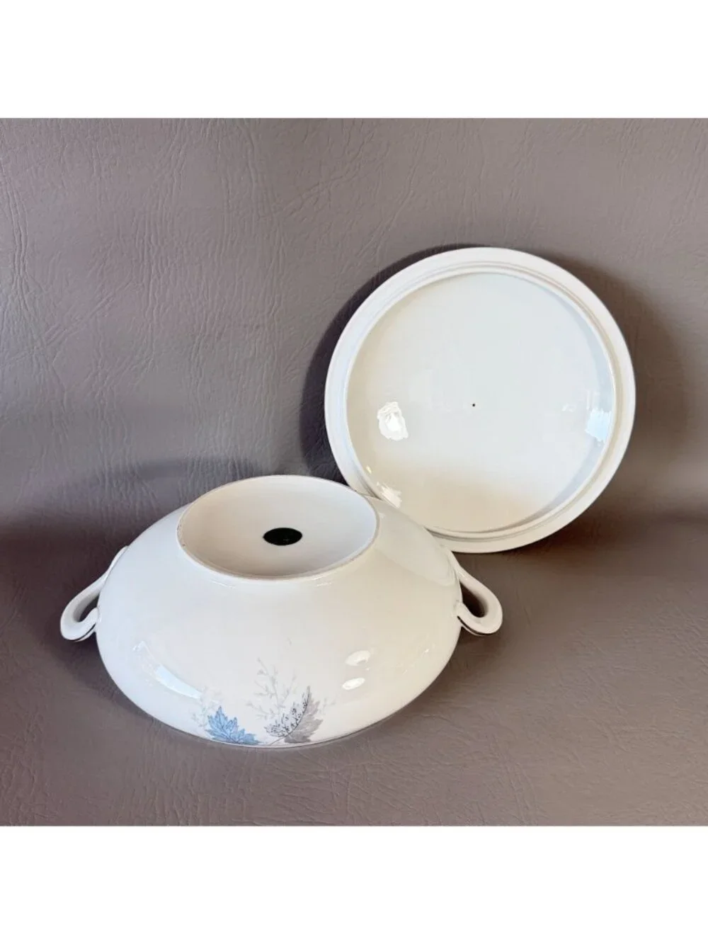Seltmann Weiden Monika Blue Leaves Covered Serving Dish West Germany Porcelain
